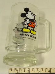 Disney Mickey Mouse Glass Mug Vintage 5-1/2-in Tall -- Used