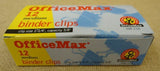 Office Max 0M-23A Medium Binder Clips Quantity 6 - 1 1/4in Capacity 5/8in -- New