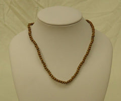 Designer Wood Bead Necklace Lobster Claw Clasp Adjuster Chain 14-16-in Earthtones -- New