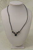 Designer Heart Charm Corded Necklace With Beads Lanyard Clasp 18-in -- New