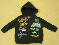 Lite Wear Boys 12-18m Toddler Aircraft Hoodie Black -- Used