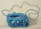 Designer Girls Blue Sequin Purse With Beaded Strap -- New