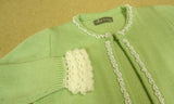 Trish Scully Girls Sweater Set with Pearls 12m Toddler Green/White -- Used