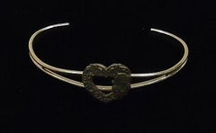 Designer Cuff Bracelet Heart Silver/Black -- New