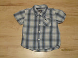 LOGG by H&M Button-down Shirt Boys 9-12m Infant Plaid Green/Blue -- Used