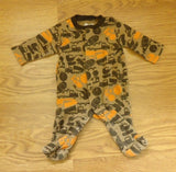 Circo Footed Pajamas Boys 3M Cotton Brown Orange Heavy Equipment -- Used