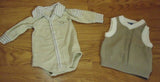 Mexx Polo One-Piece & Sweater Vest Boys 3-9M Infant Cotton Tan/Ivory -- Used