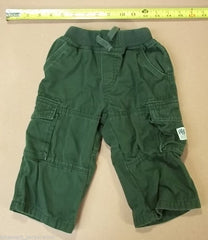 The Childrens Place Boys Cargo Pants 18m Toddler Dark Green Elastic Waist -- Used
