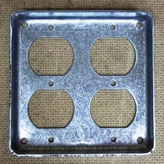 Raco 4in Square 2 Gang Two Duplex Receptacle Cover Steel -- New