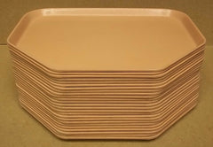 Cafeteria Trays Fiberglass 18in x 14in Pink Lot of 25 Trapezoid -- Used