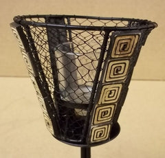 Fashion Candle Holder Steel Wire Black 12in H x 6in Diameter -- Used