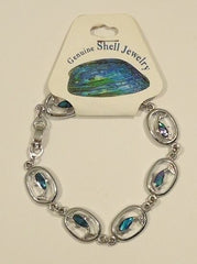 Designer Dolphin Abalone Shell Inlayed Charm Bracelet 7-1/2-in -- New