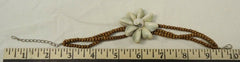 Designer Shell Wood Bracelet Lobster Claw Clasp Adjuster Chain 8-10-in  Brown/Ivory-- New