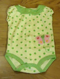 Carter's One Piece Onesie Girl 6M Cotton Green/Pink Butterfly -- Used