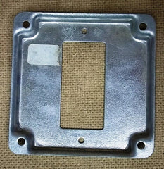 Standard 2 Gang Single GFCI Receptacle Cover 4in Square Galvanized Steel -- New