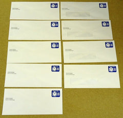 USPS Scott UO74 22c Envelopes Watermark Official Business Lot of 9 Blue -- New