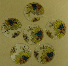 Painted Glass Sun Catcher Sunflower Insects Qty 6 Window Hang 2 Holes CL37