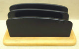 Standard Wooden Desktop Envelope Organizer 10in x 5in x 4in Black Natural Wood -- New