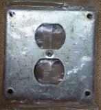 Standard 4in Square Two Gang Single Duplex Outlet Receptacle Cover Steel -- New