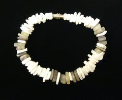 Designer Shell Bracelet Barrel Clasp 7-in White/Earthtones -- New