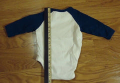 Place Long Sleeve One Piece Boys 0-3M Newborn Cotton White/Blue -- Used