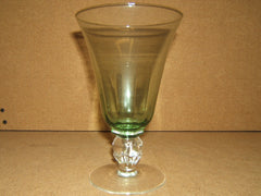 Designer Water Glass Short Stem 7in x 4in x 4in Green/Clear Classic -- Used