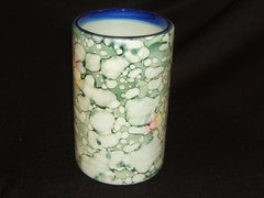 Handcrafted Water Glass 5-1/4in x 3in Blues/Grays Rustic Painted -- Used