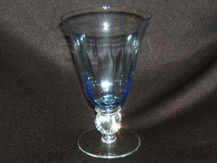 Designer Water Glass Short Stem 7in x 4in x 4in Blue Classic -- Used