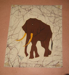 Elephant Art on Fabric about 10”x10”