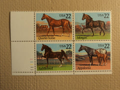 USPS Scott 2155-58 22c Horses Mint NH Plate Block 4 Stamps -- New