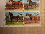 USPS Scott 2155-58 22c Horses Mint NH Plate Block 4 Stamps -- New