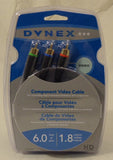 Dynex DX-AV021 Component Video Cable 6ft Plastic Metal -- New
