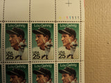 USPS Scott 2417 25c 1989 Lou Gehrig Mint NH Plate Block 20 Stamps -- New