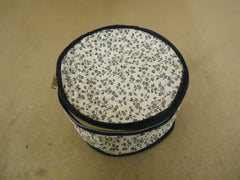 Cover Ups Dish Case 8in Diameter x 5in H White/Blue Floral Plastic -- Used