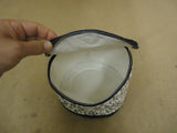 Cover Ups Dish Case 8in Diameter x 5in H White/Blue Floral Plastic -- Used