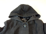 George Jacket Hooded Belt Button Front Faux Wool Female Adult XL 16-18 Blacks -- New No Tags