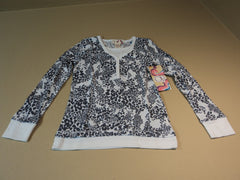 OP Henley 2Fer Top Cotton Polyester Female Kids Large 10/12 Grays Paisley -- New With Tags