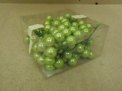 Designer Box of Hanging Balls Decorative 1in Diameter Green Glass -- Used