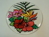 Designer 6-Inch Round Sun Catchers Set of 6 Multicolor Flowers Glass -- New