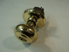 Standard Locking Door Handle Bright Brass Metal -- Used