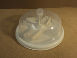 Standard Covered Snack Tray Carrier 11in Diameter x 5in H White/Clear 3 Pieces -- Used