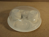 Standard Covered Egg Carrier 8in Diameter x 3in H White/Clear 3 Pieces Plastic -- Used