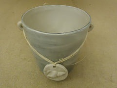 TII Collections Flower Pot Beige/Gray Seashell Round P1741 Ceramic -- New