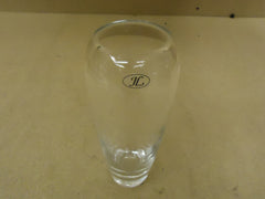 JL Flower Vase 9 1/2in H x 4in Diameter Clear Modern Round Curved S64293 Glass -- New