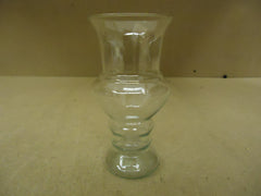 Designer Flower Vase 8in H x 4in Diameter Clear Modern Round Curved Glass -- New