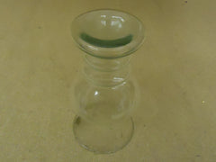 Designer Flower Vase 8in H x 4in Diameter Clear Modern Round Curved Glass -- New