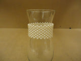 Designer Flower Vase 8 3/4in H x 3in Diameter Clear/Ivory Glass Faux Pearl -- Used