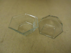 Designer Pair of Bowls Planters 6in W x 6in D x 2 1/2in H Clear Hexagon Glass -- Used