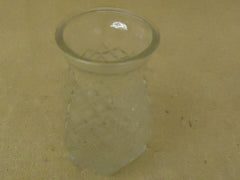 Designer Flower Vase 5 1/2in H x 3 1/2in Diameter Clear Hexagon Round Top Glass -- Used