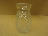 Designer Flower Vase 5 1/2in H x 3 1/2in Diameter Clear Hexagon Round Top Glass -- Used